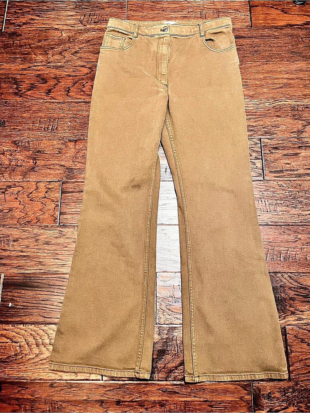 Aritzia Wilfred Free High Rise Twostep Flare Jeans Pants Camel Tan 12